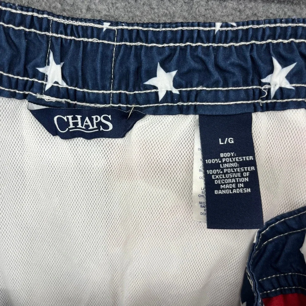 Chaps Mens Swim Trunks Board Shorts American‎ Flag Stars Stripes Size L G